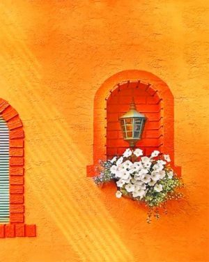 Orange Wall And Lantern Paint By Numbers