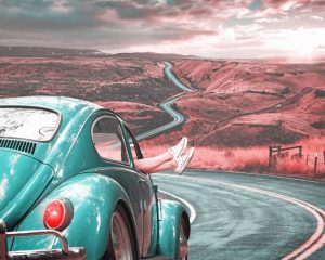 Classic Car On Road Paint By Numbers