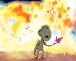 Baby Groot And Butterfly Paint By Numbers