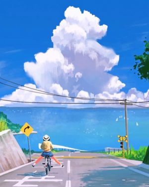 Girl On Bicycle Paint By Numbers