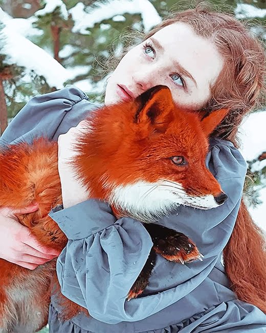 Girl Hugging Fox Paint By Numbers