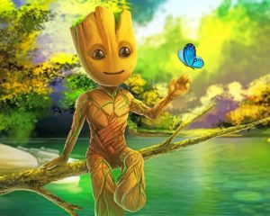 Groot And Butterfly Paint By Numbers