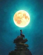 Kid Starring At Moon Paint By Numbers