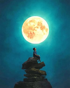 Kid Starring At Moon Paint By Numbers