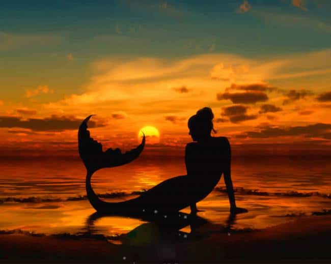 Sunset Mermaid Silhouette Paint By Numbers