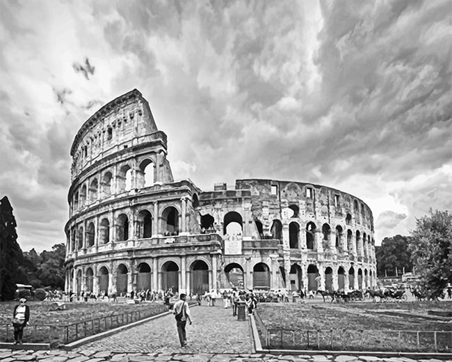 Black And White Colosseum Paint By Numbers