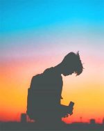 Sad Man Sunset Silhouette Paint By Numbers