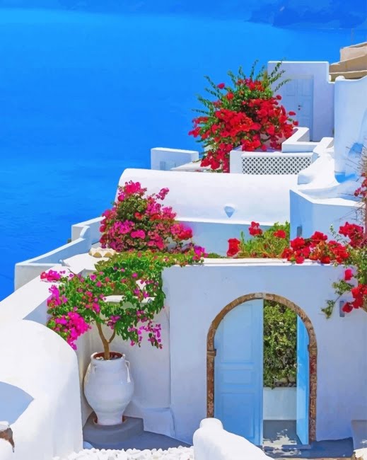 Santorini Houses Paint By Numbers