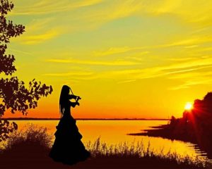 Sunset Violinist Silhouette Paint By Numbers