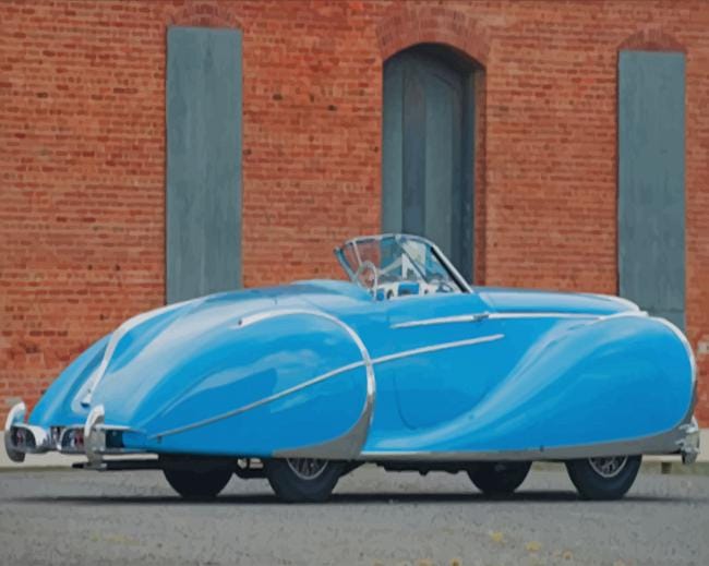 Blue Vintage Car Paint By Numbers