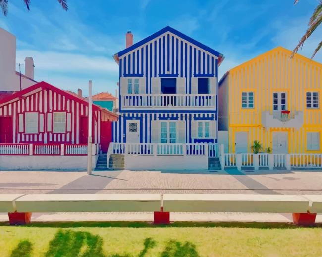 Colored Houses Portugal Paint By Numbers