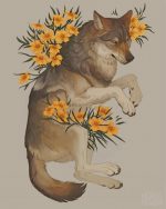Floral Wolf paint by numbers