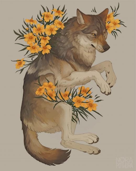 Floral Wolf Paint By Numbers