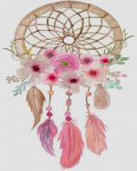 Floral Pink Dream Catcher paint by numbers