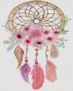 Floral Pink Dream Catcher paint by numbers