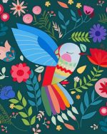 Folk Bird And Flowers Paint By Numbers