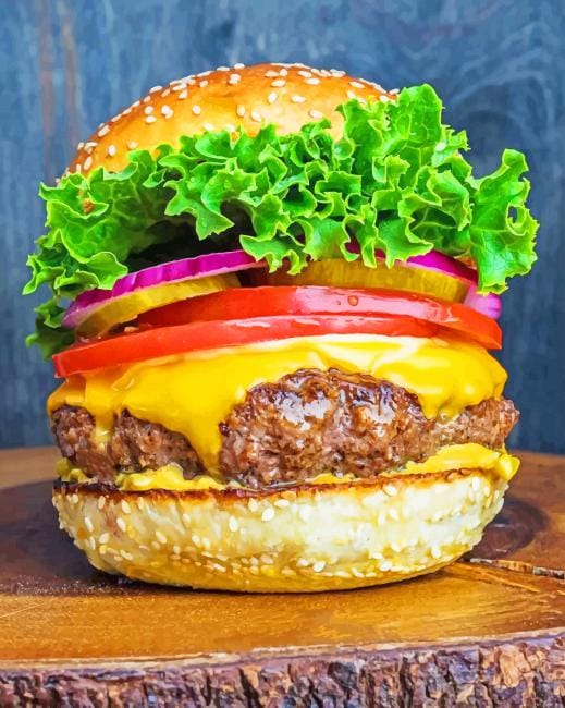 Cheese Hamburger Paint By Numbers