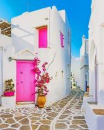Pink Paros Island Paint By Numbers
