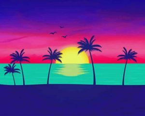 Sunset Palm Trees Paint By Numbers