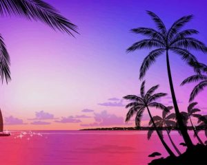 Sunset Beach Palm Trees Paint By Numbers