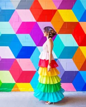Girl In Rainbow Dress Paint By Numbers