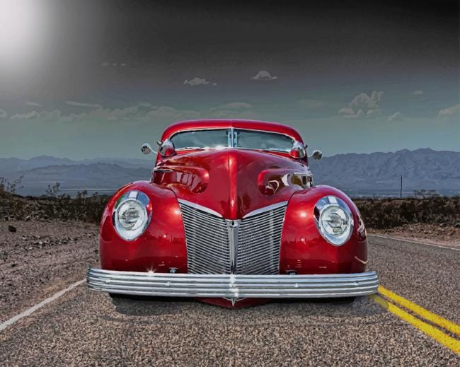 Red Vintage Car Paint By Numbers