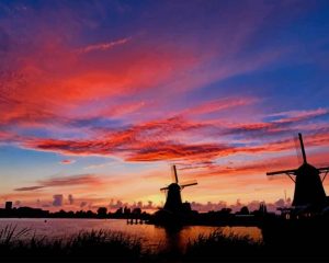 Windmills Silhouette Paint By Numbers