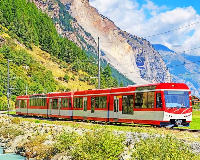Train In Switzerland Paint By Numbers