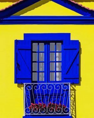 Blue And Yellow House Paint By Numbers