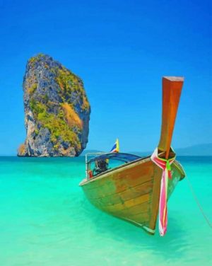 Boat In Ko Poda Island Paint By Numbers