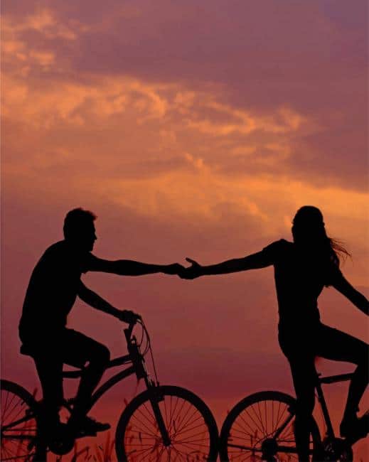 Couple On Bikes Silhouette Paint By Numbers