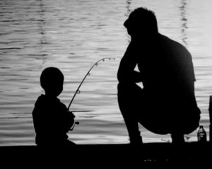 Father And Son Fishing Silhouette Paint By Numbers