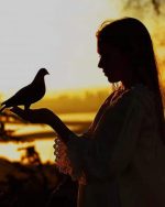 Girl And Bird Silhouette Paint By Numbers