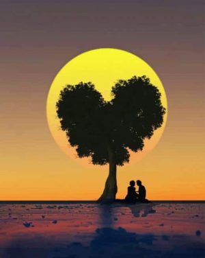 Heart Tree Silhouette paint by numbers