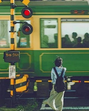 Woman Waiting For Train paint by numbers