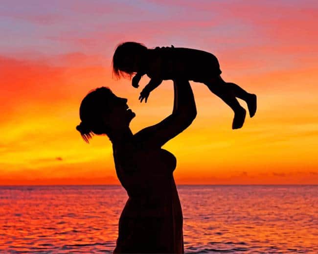 Mother And Child Silhouette Paint By Numbers