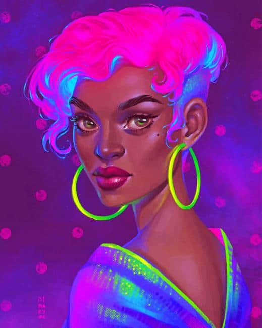 Neon Black Girl Paint By Numbers