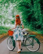 Redhead Girl And Bicycle Paint By Numbers
