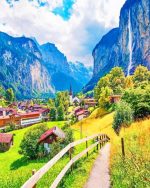 Staubbach Waterfall Switzerland Paint By Numbers