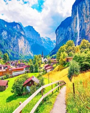 Staubbach Waterfall Switzerland Paint By Numbers