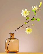 White Flowers Glass Vase Paint By Numbers