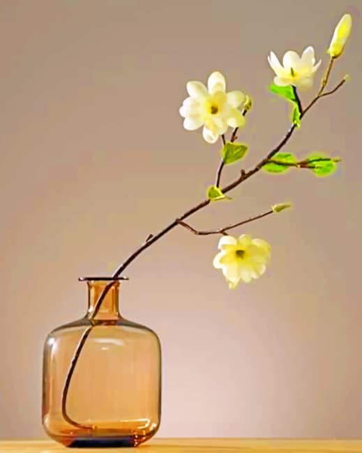 White Flowers Glass Vase Paint By Numbers