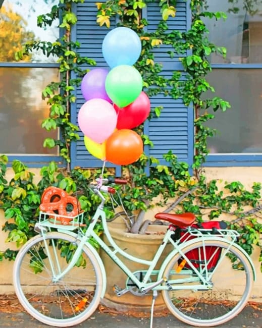 Bicycle And Balloons Paint By Numbers