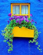 Yellow Window And Flowers Paint By Numbers