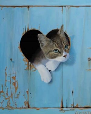 Kitten In Heart Hole Paint By Numbers