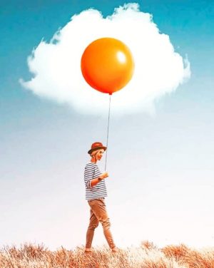 Girl Holding Balloon Paint By Numbers