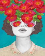 Girl In Floral Glasses paint By Numbers