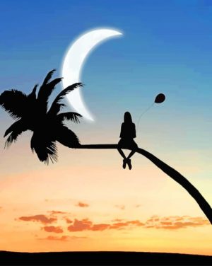 Girl On Palm Silhouette Paint By Numbers