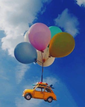 Car With Balloons Paint By Numbers