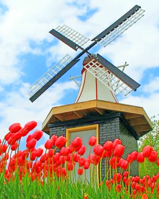 Holland Windmill Paint By Numbers
